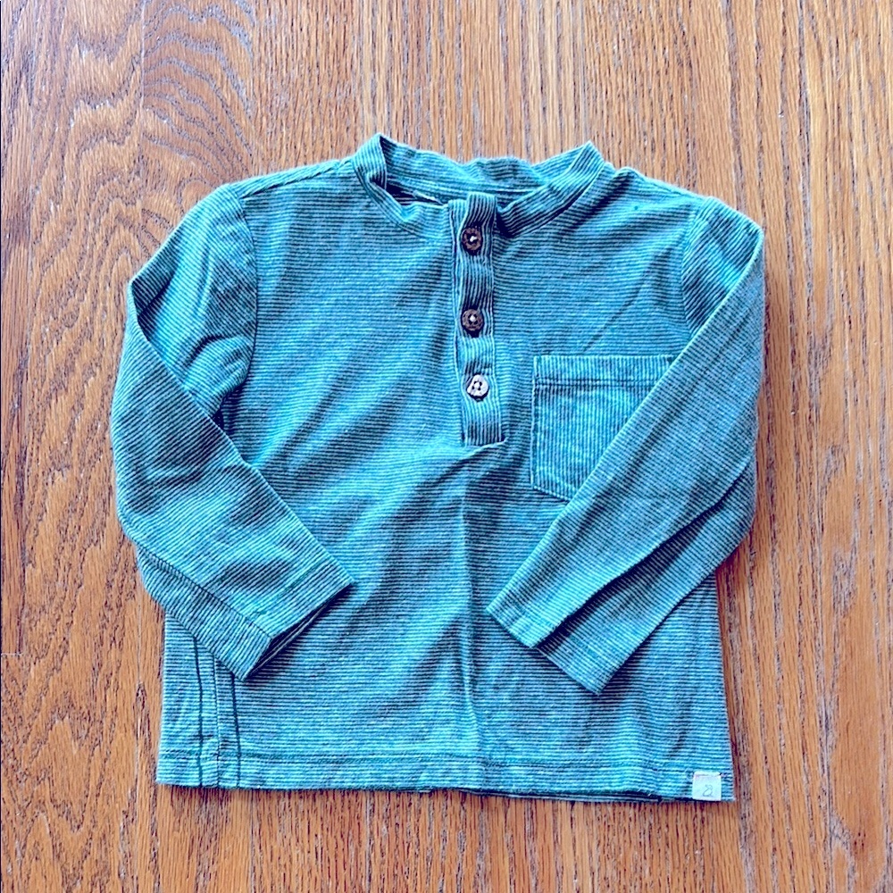 Me & Henry green stripe Long Sleeve Shirt - 12-18mo - gently used